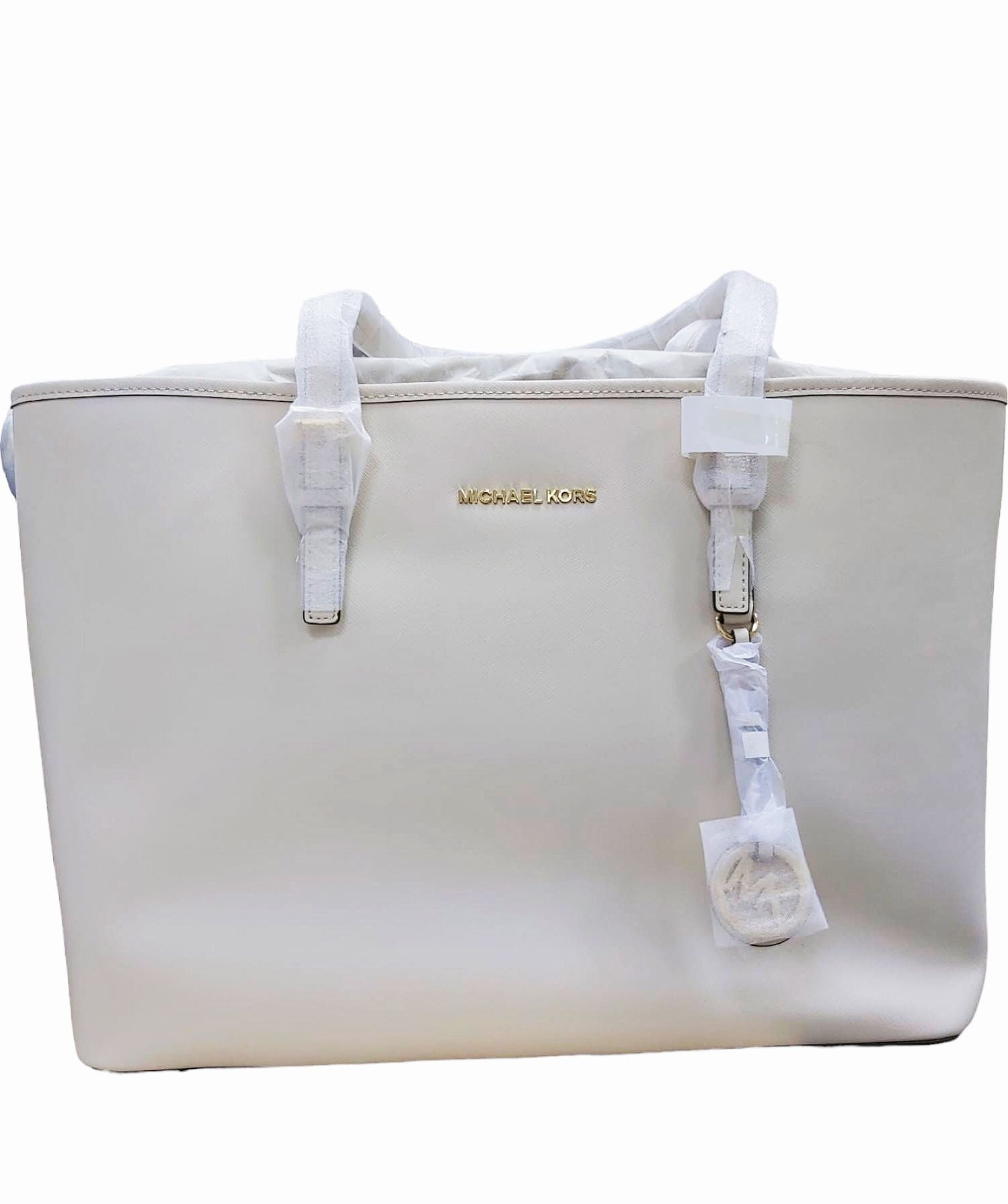Michael Kors Jet Set Leather Tote Bag w Dust Bag (1pcs) Ecru White - Best Buy World Singapore