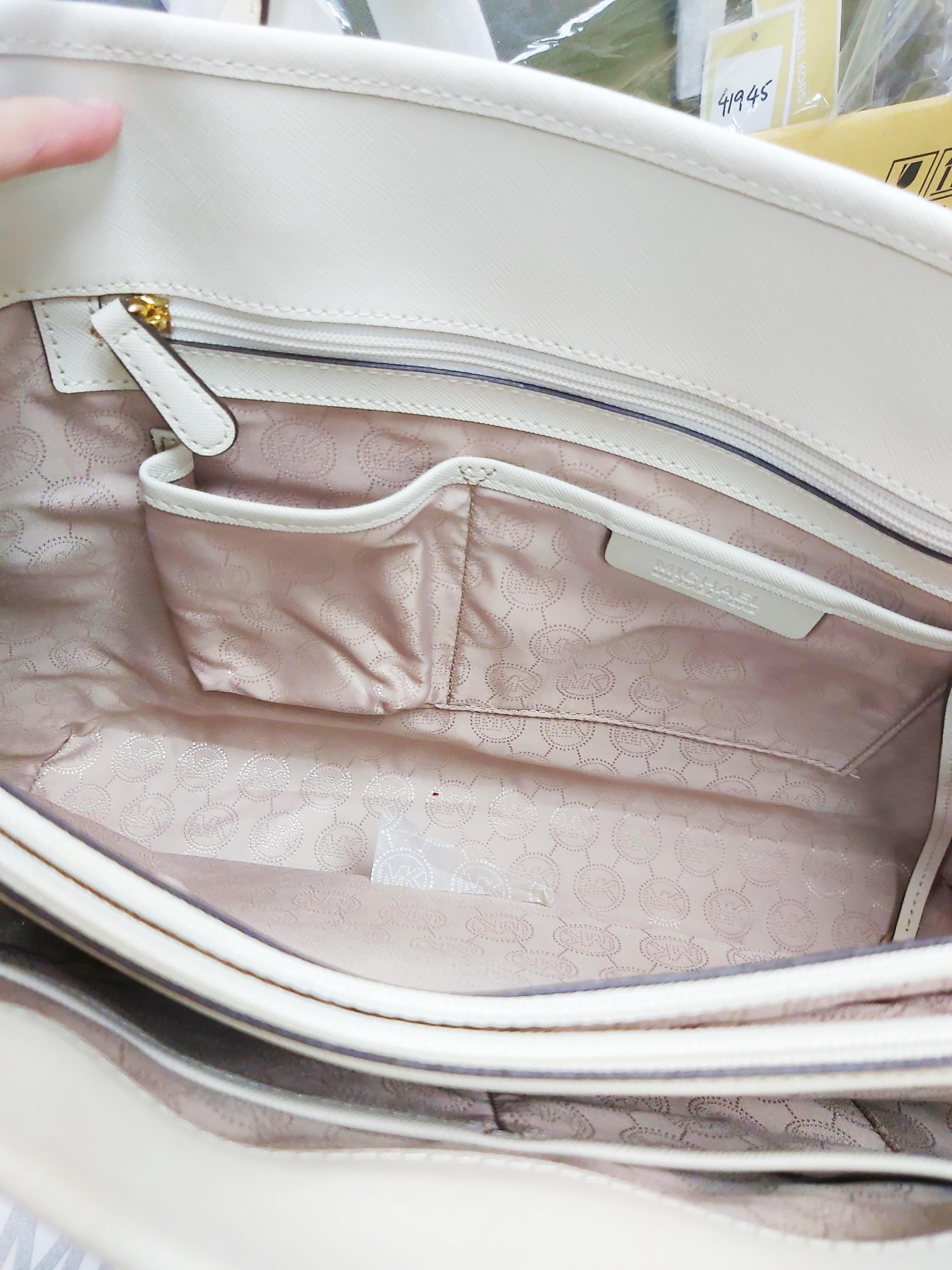 Michael Kors Jet Set Leather Tote Bag w Dust Bag (1pcs) Ecru White - Best Buy World Singapore