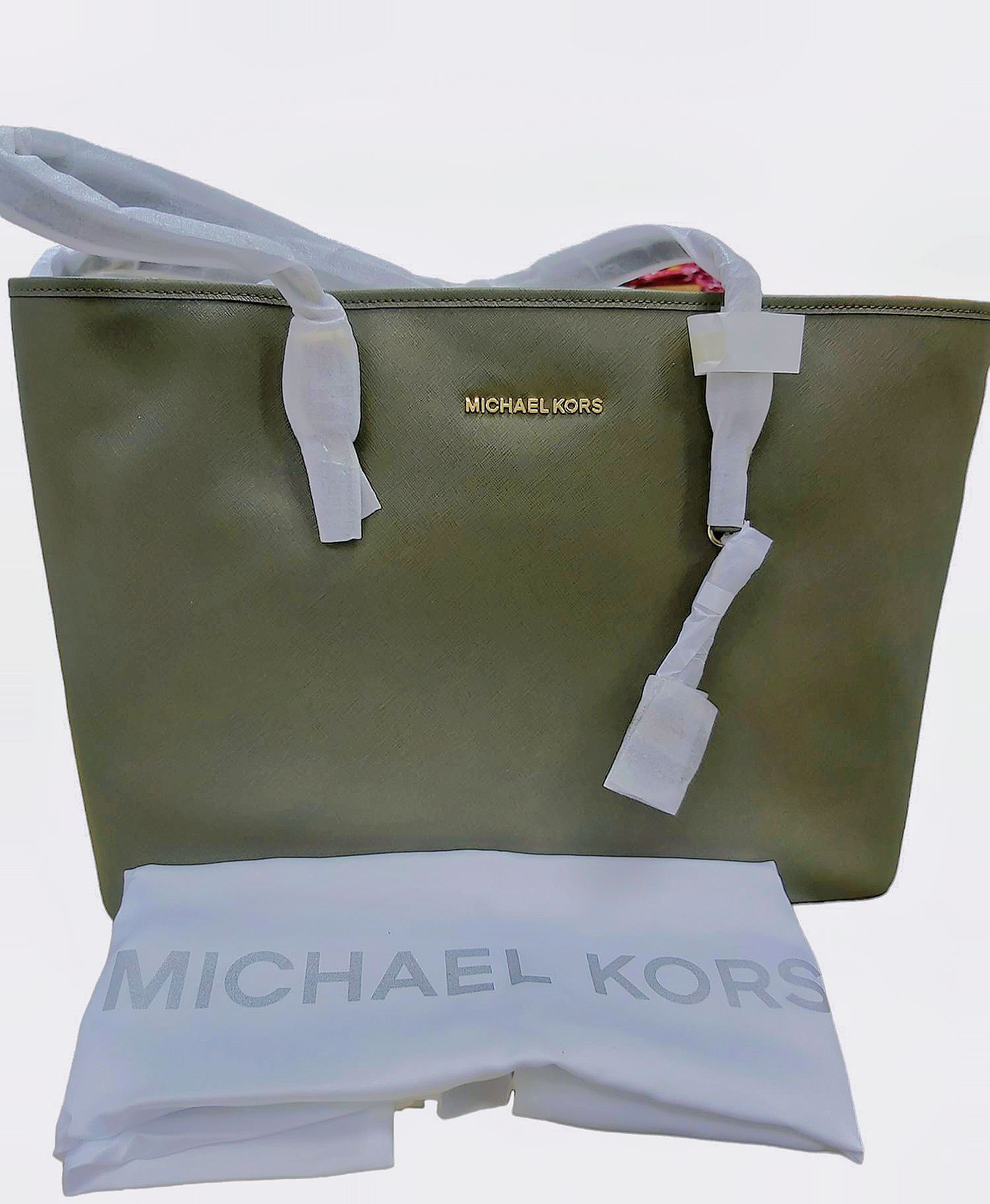 Michael Kors Jet Set Leather Tote Bag w Dust Bag (1pcs) Olive Green - Best Buy World Singapore