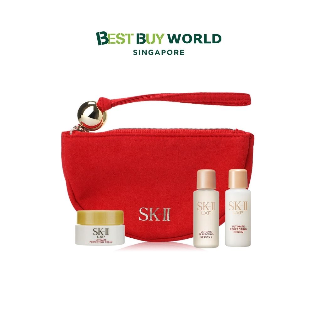 SK-II LXP Ultimate Starter Set 4pcs – Serum, Essence, Cream & Red Pouch