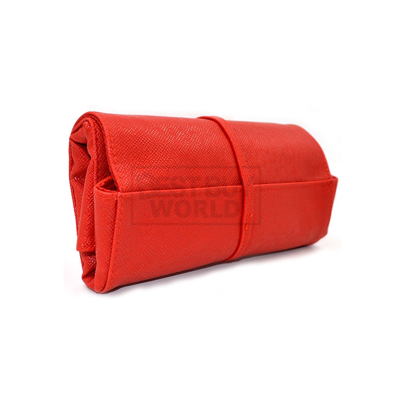 Carolina Herrera Red Privee Faux Leather Tie Up Pouch CH 011